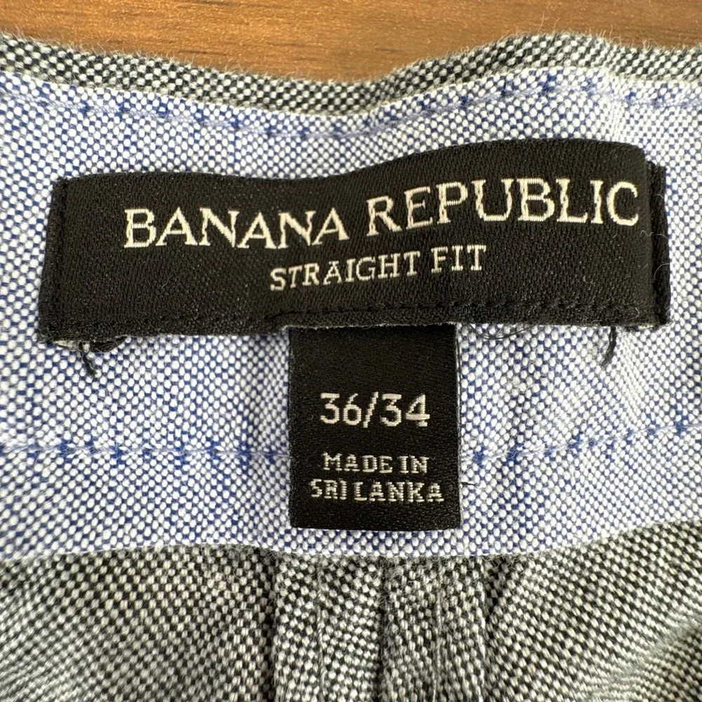 Banana Republic Straight Fit Grey Heather Cotton Dress Pants 36x34 Mens Trousers